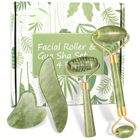 Jade Roller and Scraping Board, Face Roller Massager with Scraping Tool, Jade Massager, Suitable for Face and Neck - Mother's Day Gift - Facial Gift for Mother