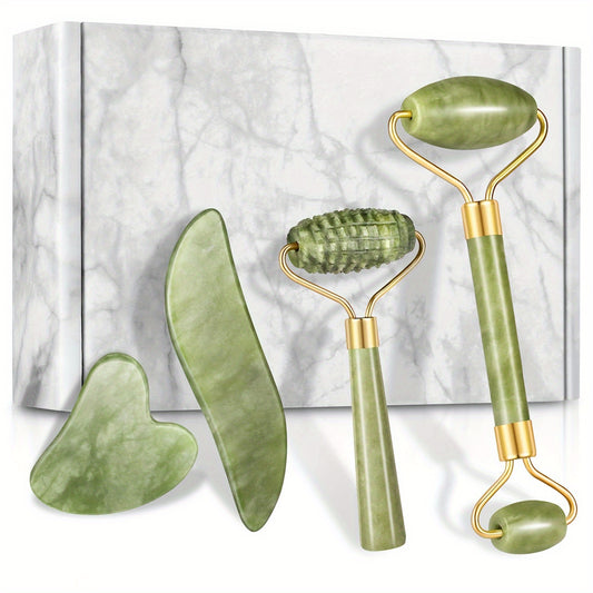 Jade Roller and Scraping Board, Face Roller Massager with Scraping Tool, Jade Massager, Suitable for Face and Neck - Mother's Day Gift - Facial Gift for Mother